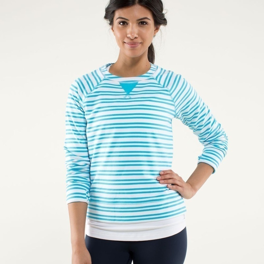 Lululemon Voyage Pullover *Tencel Twin Stripe Spry Blue / Spry Blue